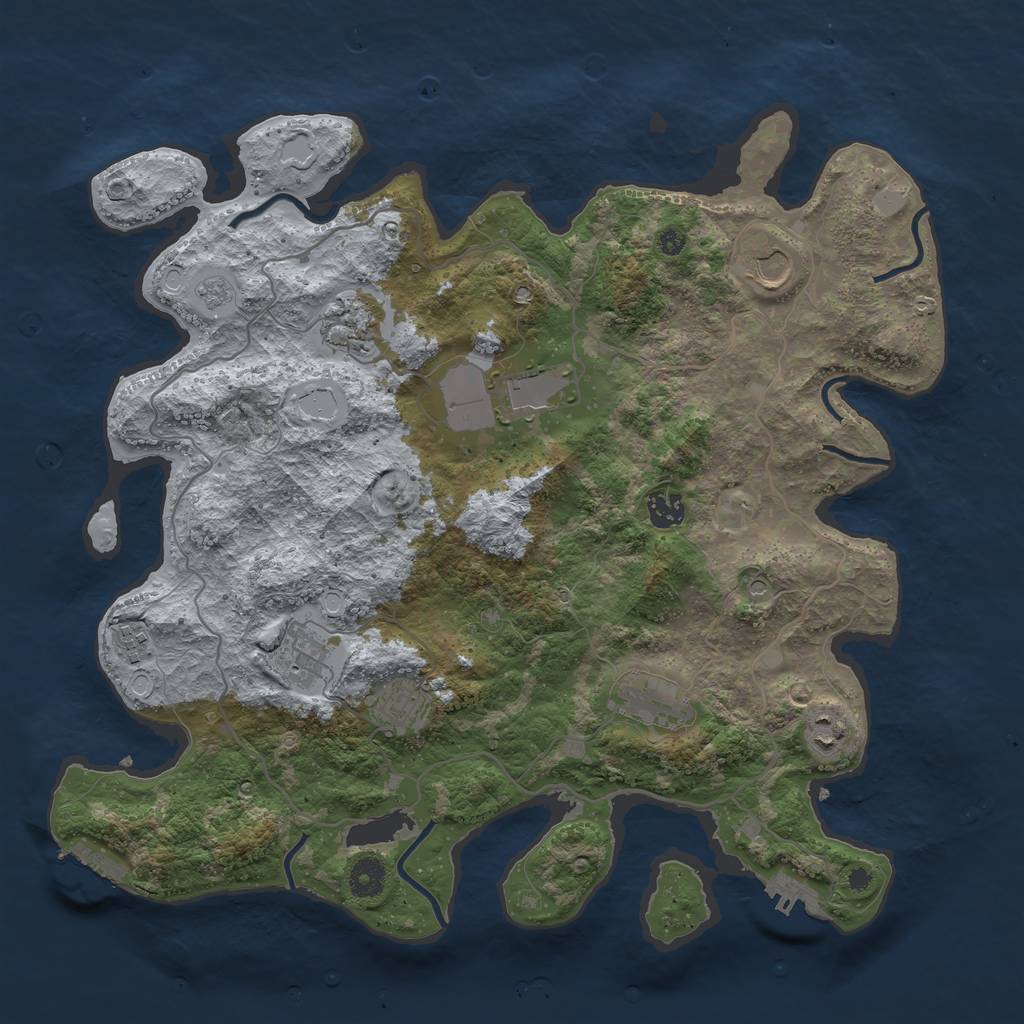 Rust Map: Procedural Map, Size: 4000, Seed: 6579, 18 Monuments