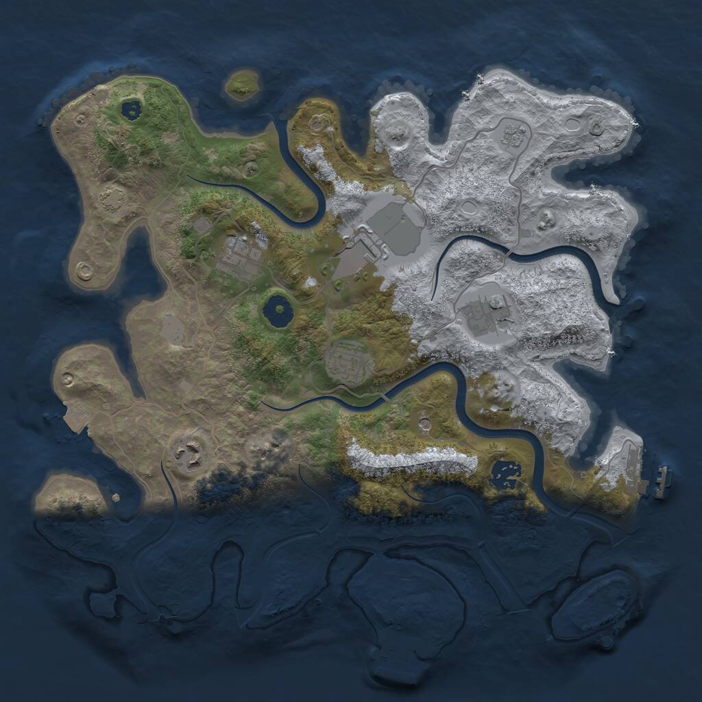 Rust Map: Procedural Map, Size: 3500, Seed: 295352099, 12 Monuments