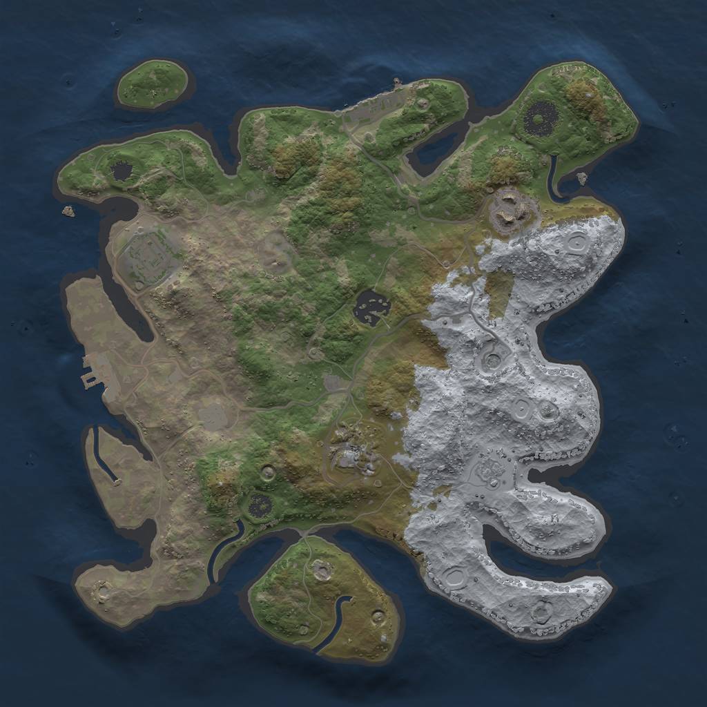 Rust Map: Procedural Map, Size: 3000, Seed: 2145699848, 13 Monuments
