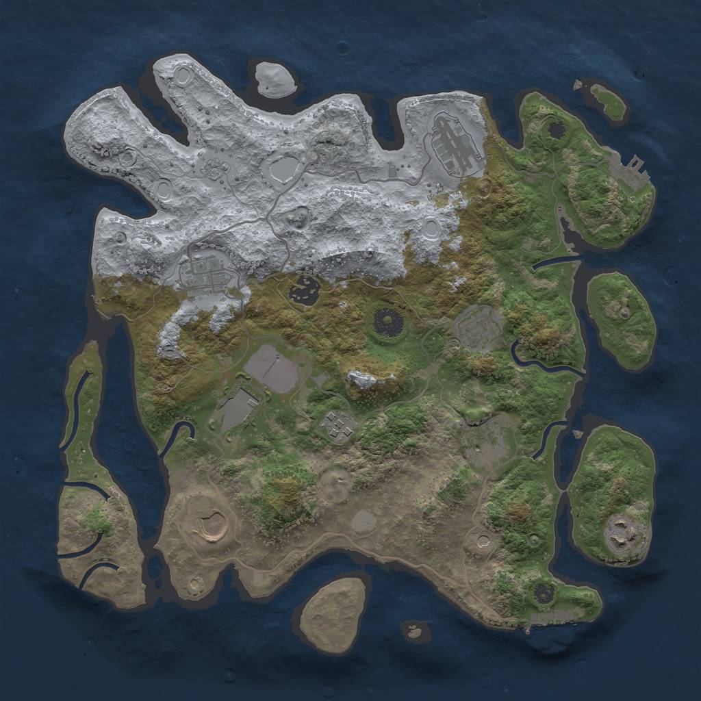Rust Map: Procedural Map, Size: 3500, Seed: 613160894, 18 Monuments