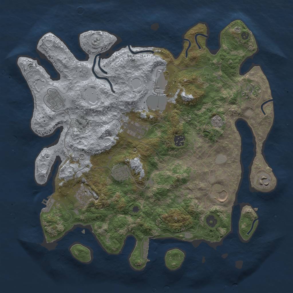 Rust Map: Procedural Map, Size: 3800, Seed: 1210167027, 19 Monuments