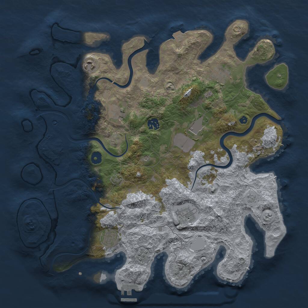 Rust Map: Procedural Map, Size: 3900, Seed: 123412343, 13 Monuments