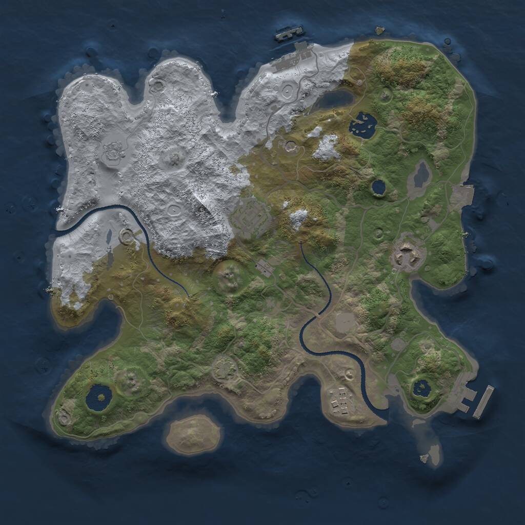 Rust Map: Procedural Map, Size: 3000, Seed: 98571, 10 Monuments