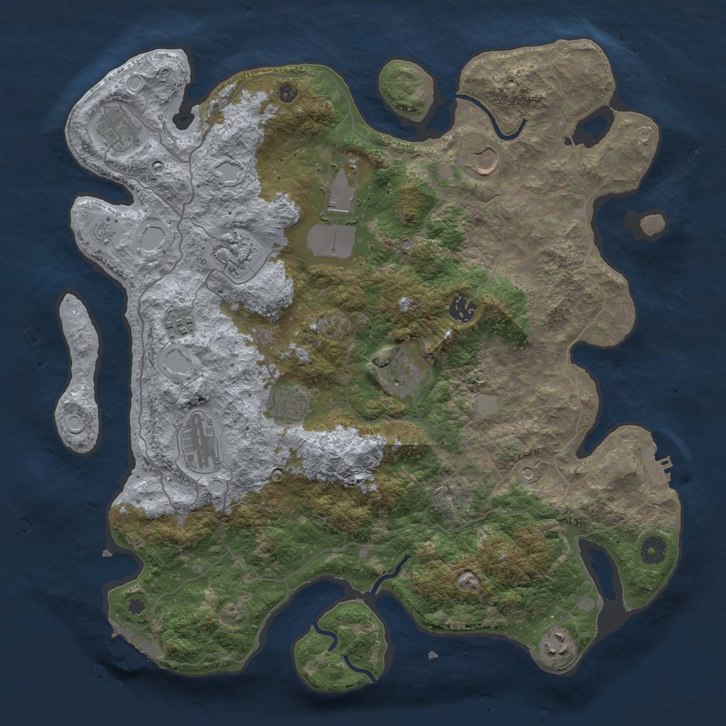Rust Map: Procedural Map, Size: 4000, Seed: 505050, 19 Monuments