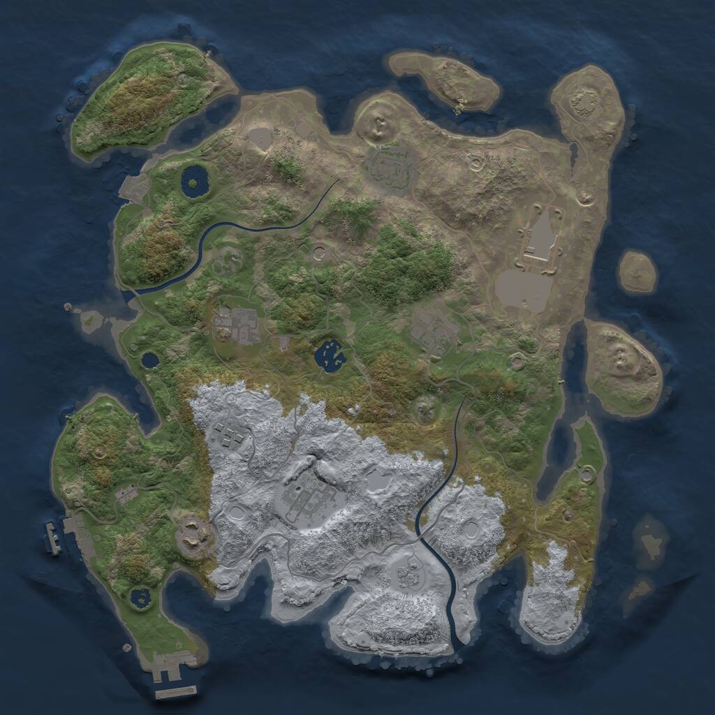 Rust Map: Procedural Map, Size: 3500, Seed: 222161328, 14 Monuments