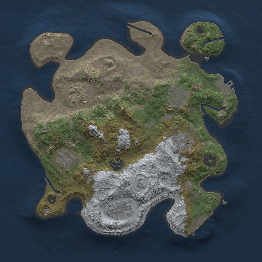 Rust Map: Procedural Map, Size: 3000, Seed: 976985230, 14 Monuments