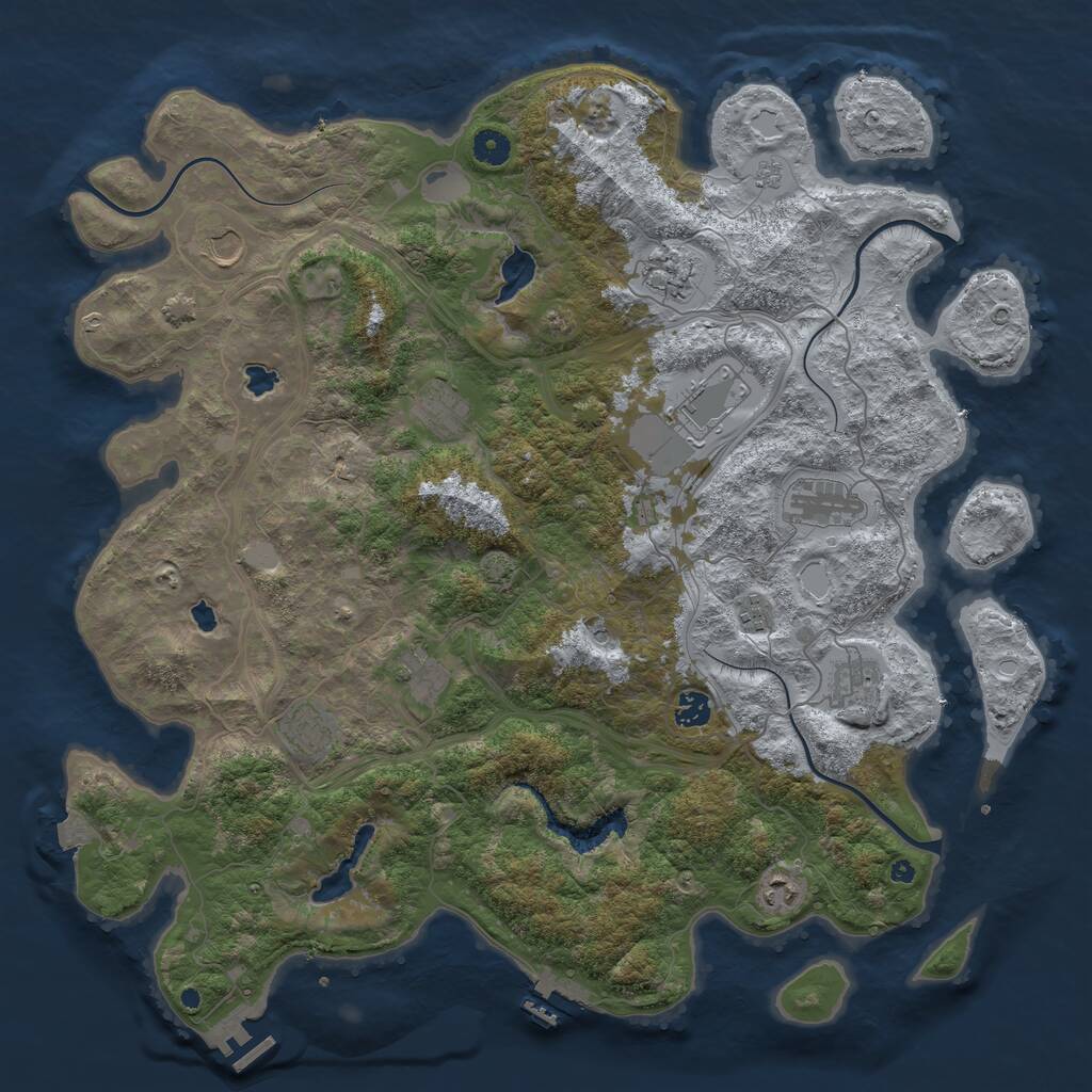 Rust Map: Procedural Map, Size: 4500, Seed: 5341653, 17 Monuments
