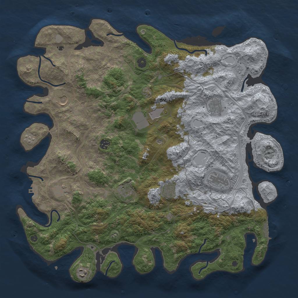 Rust Map: Procedural Map, Size: 4500, Seed: 158230671, 19 Monuments