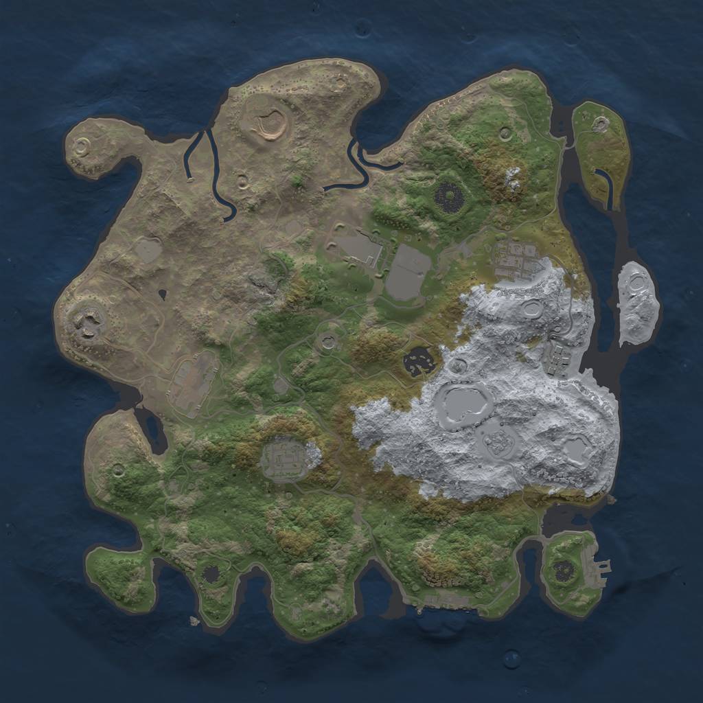 Rust Map: Procedural Map, Size: 3500, Seed: 994140522, 17 Monuments