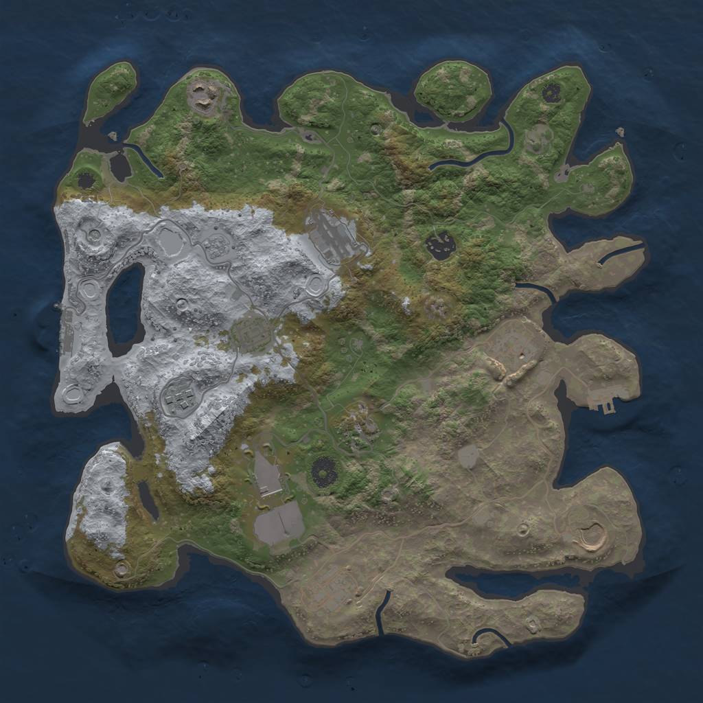 Rust Map: Procedural Map, Size: 3700, Seed: 6739, 19 Monuments