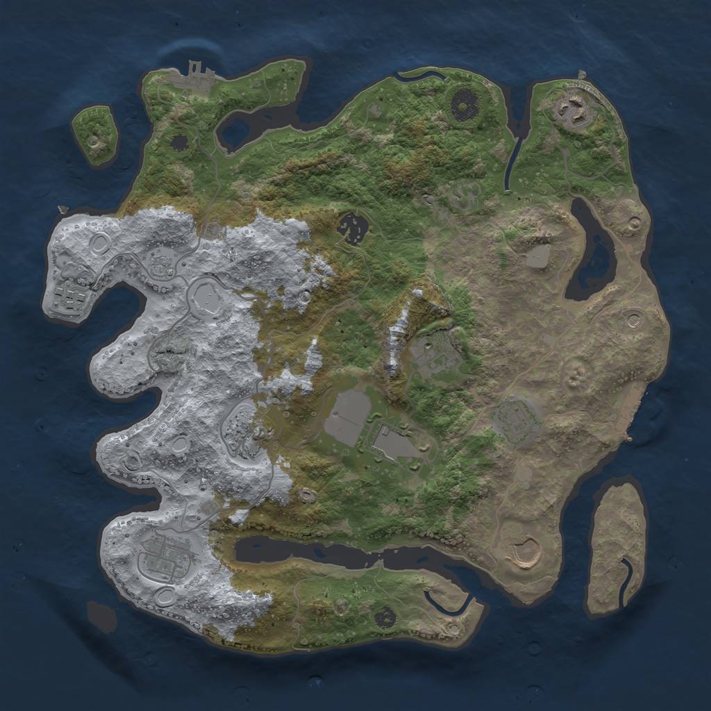 Rust Map: Procedural Map, Size: 3500, Seed: 164311642, 18 Monuments