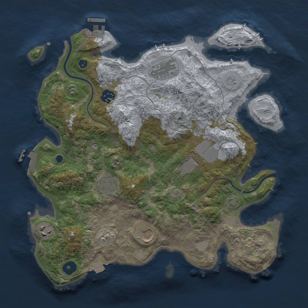 Rust Map: Procedural Map, Size: 3500, Seed: 673175754, 12 Monuments
