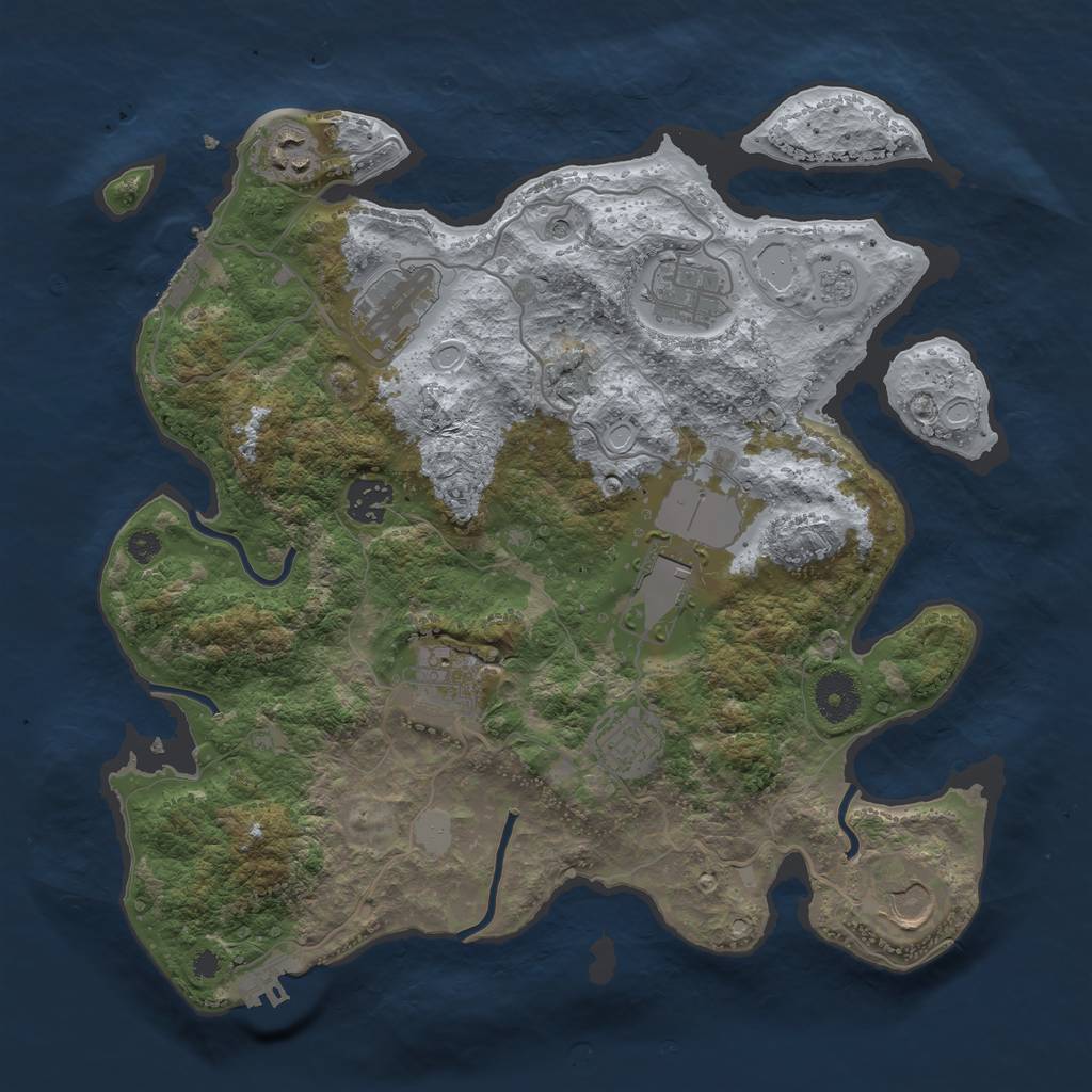 Rust Map: Procedural Map, Size: 3500, Seed: 673175754, 17 Monuments