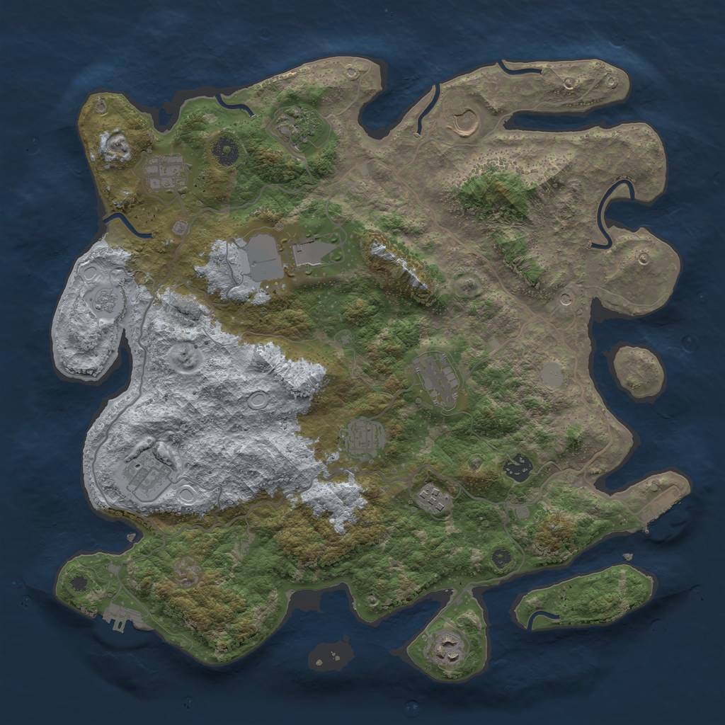 Rust Map: Procedural Map, Size: 4000, Seed: 113434339, 19 Monuments