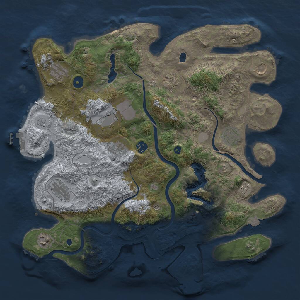 Rust Map: Procedural Map, Size: 4000, Seed: 113434339, 16 Monuments