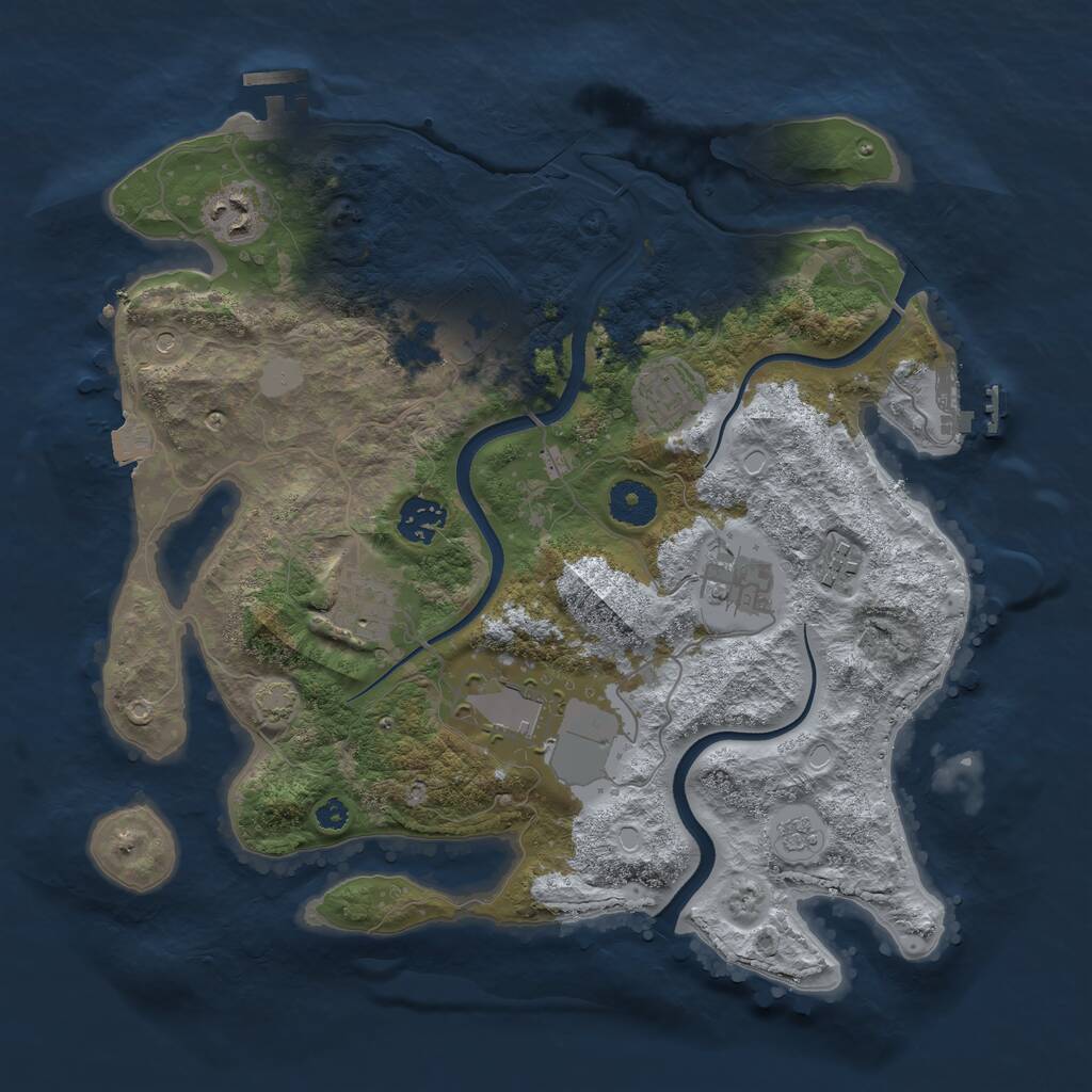 Rust Map: Procedural Map, Size: 3500, Seed: 2011934230, 14 Monuments