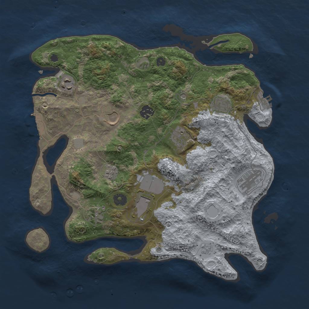 Rust Map: Procedural Map, Size: 3500, Seed: 2011934230, 18 Monuments