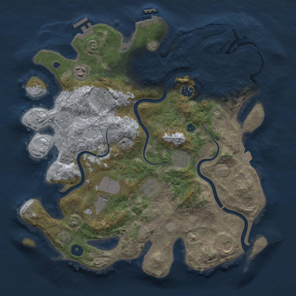 Rust Map: Procedural Map, Size: 3750, Seed: 742433, 14 Monuments