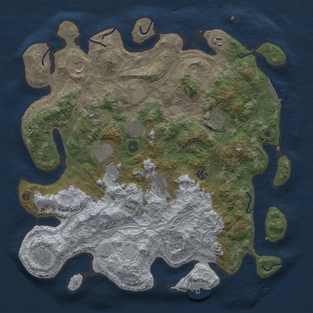 Rust Map: Procedural Map, Size: 4250, Seed: 1436902642, 20 Monuments
