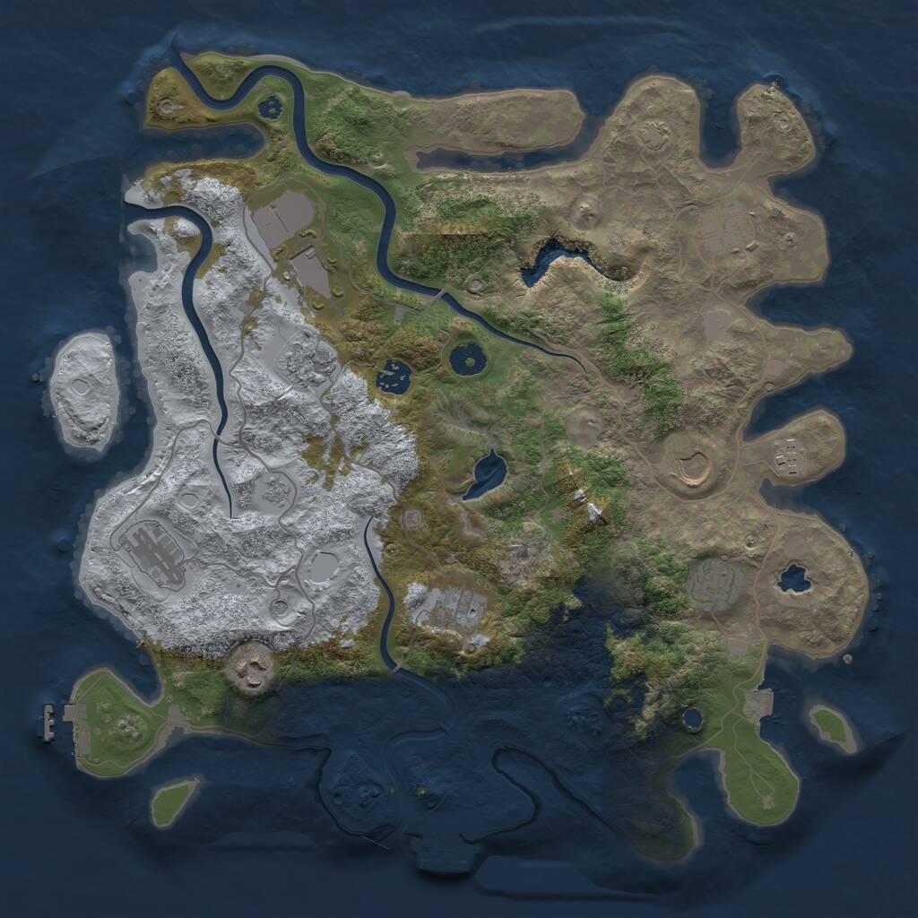 Rust Map: Procedural Map, Size: 4000, Seed: 73737363, 16 Monuments
