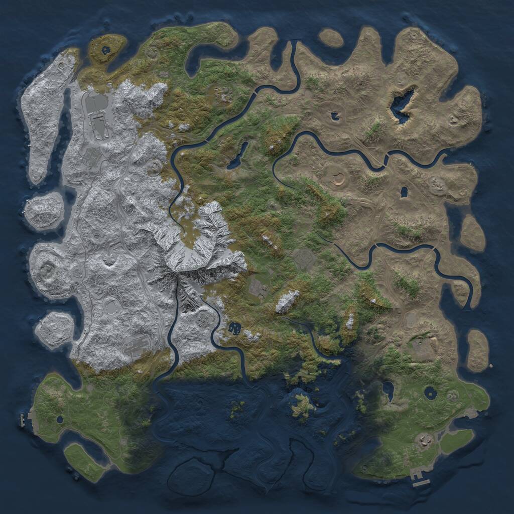 Rust Map: Procedural Map, Size: 6000, Seed: 223447645, 17 Monuments