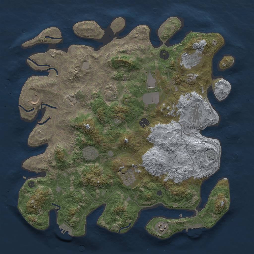 Rust Map: Procedural Map, Size: 4000, Seed: 6943172, 19 Monuments