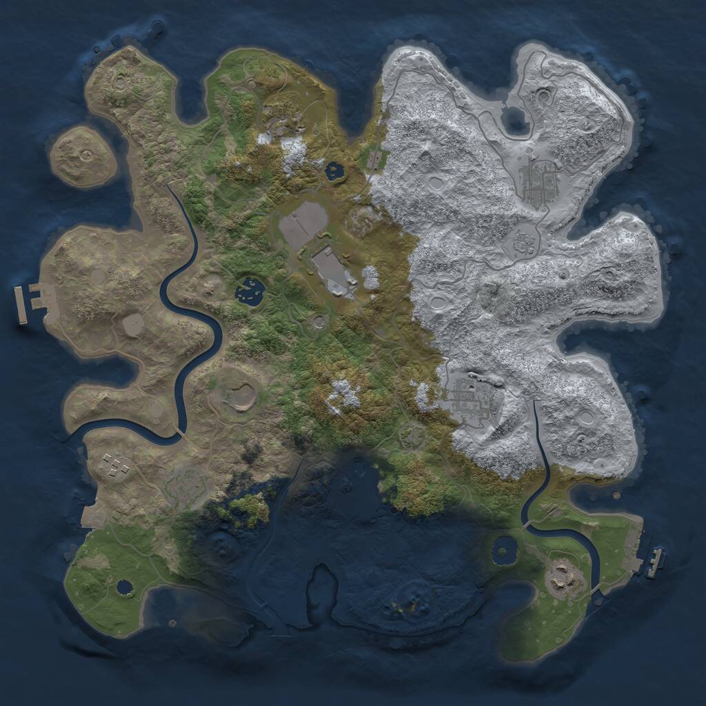 Rust Map: Procedural Map, Size: 3750, Seed: 897671918, 16 Monuments