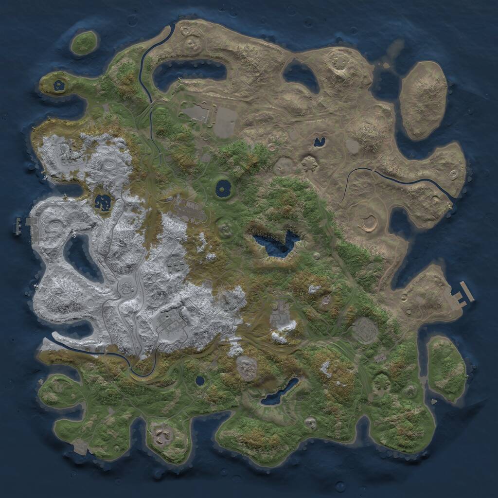Rust Map: Procedural Map, Size: 4445, Seed: 2107164351, 16 Monuments