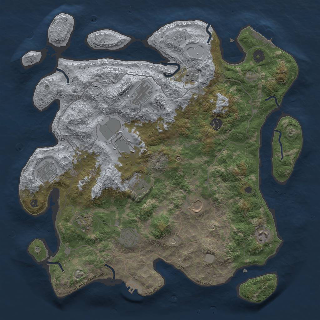 Rust Map: Procedural Map, Size: 4000, Seed: 1101674651, 19 Monuments