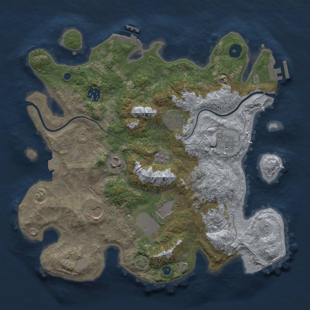Rust Map: Procedural Map, Size: 3500, Seed: 60827, 14 Monuments