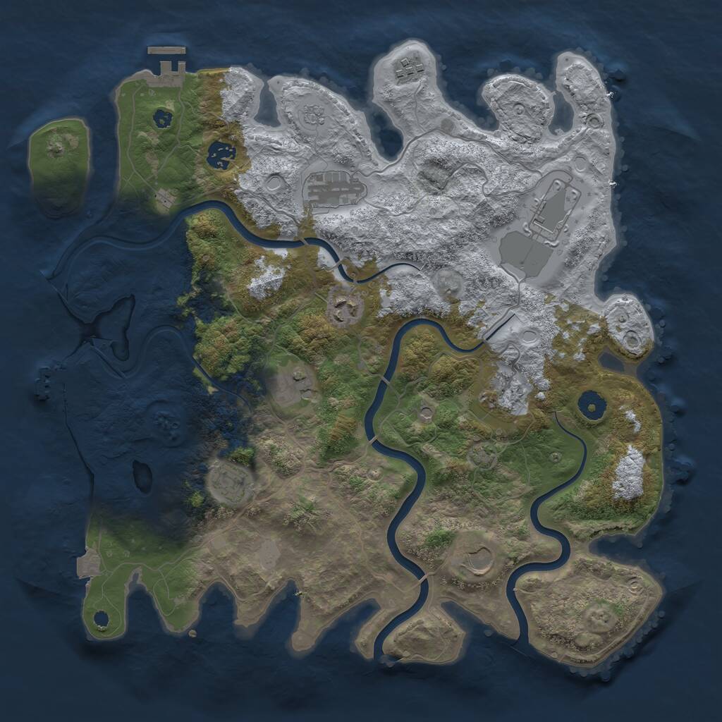 Rust Map: Procedural Map, Size: 3850, Seed: 29885690, 15 Monuments