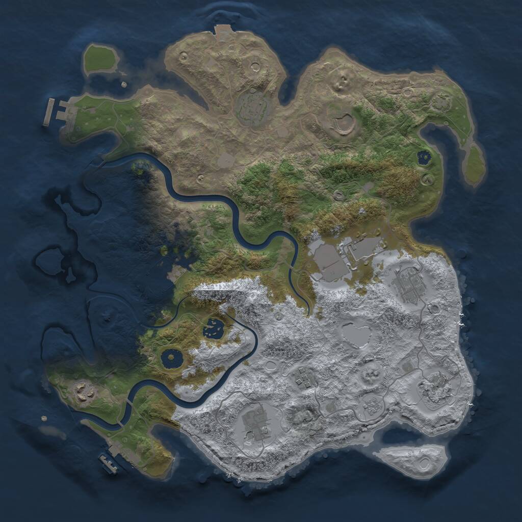 Rust Map: Procedural Map, Size: 3700, Seed: 1483760965, 16 Monuments