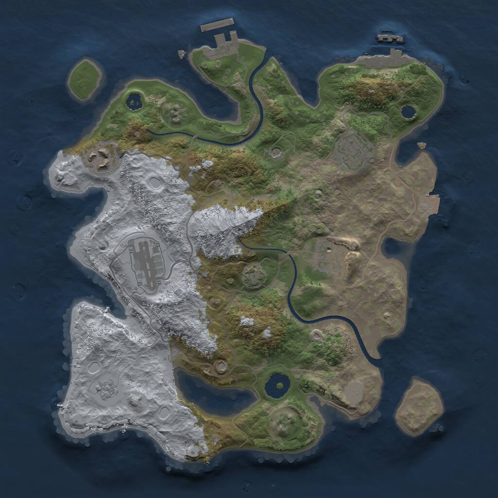 Rust Map: Procedural Map, Size: 3000, Seed: 84274909, 10 Monuments