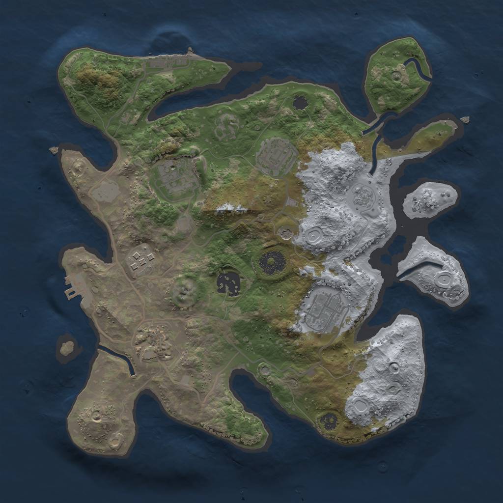 Rust Map: Procedural Map, Size: 3000, Seed: 43782, 15 Monuments