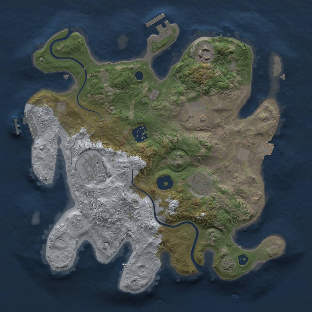 Rust Map: Procedural Map, Size: 3000, Seed: 48954612, 10 Monuments