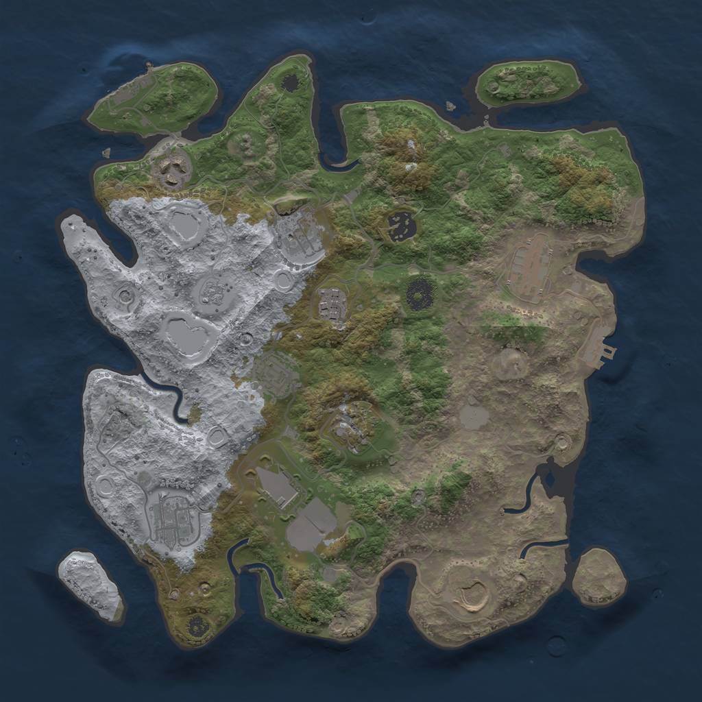 Rust Map: Procedural Map, Size: 3500, Seed: 1509344517, 19 Monuments