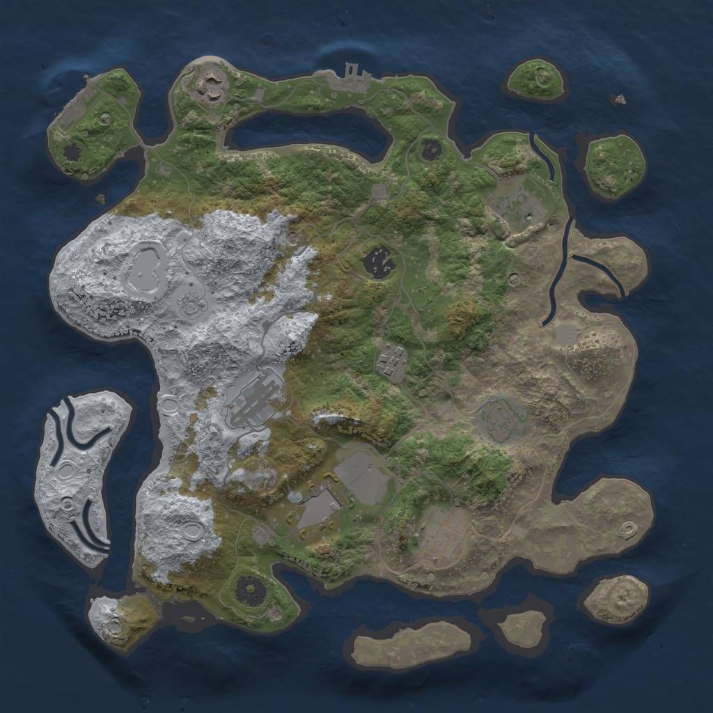 Rust Map: Procedural Map, Size: 3500, Seed: 159826994, 17 Monuments