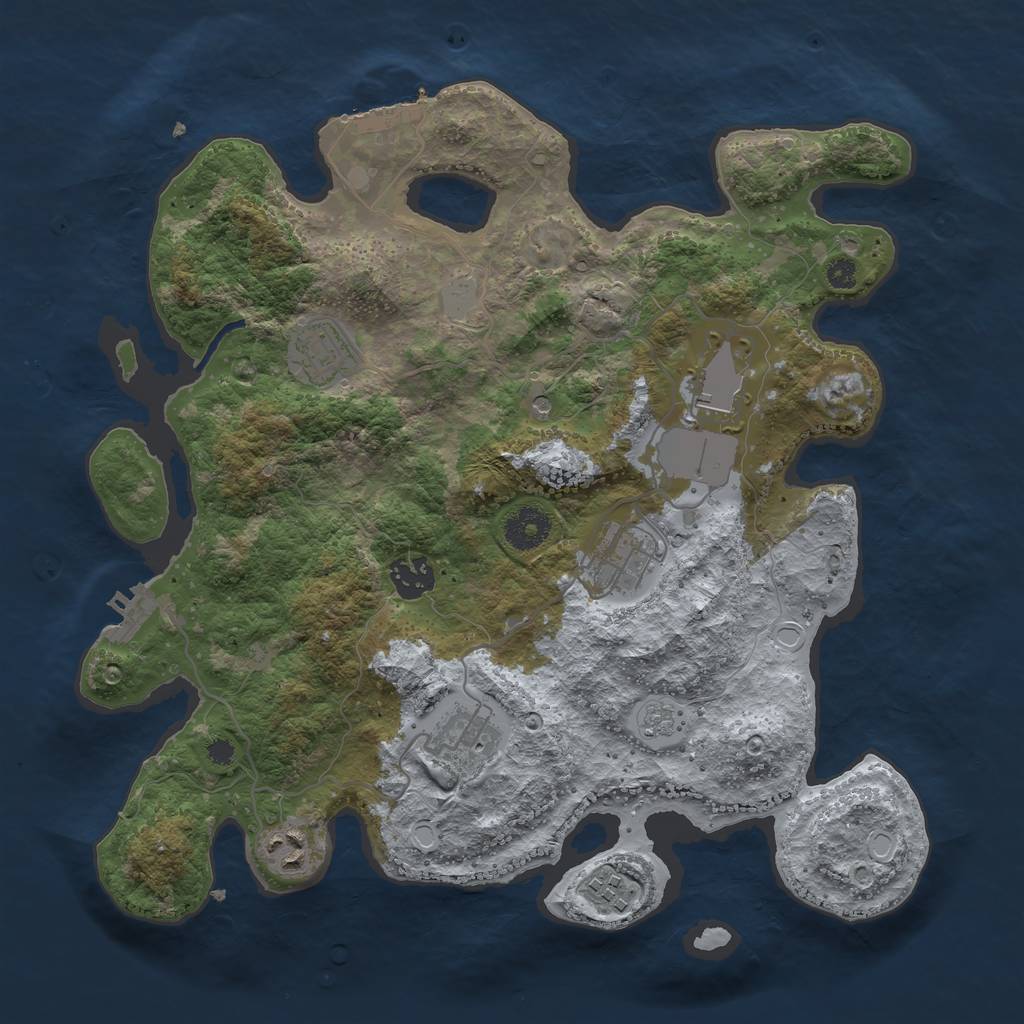 Rust Map: Procedural Map, Size: 3500, Seed: 767477331, 16 Monuments