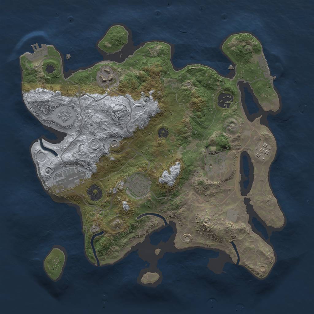 Rust Map: Procedural Map, Size: 3000, Seed: 2050935233, 15 Monuments