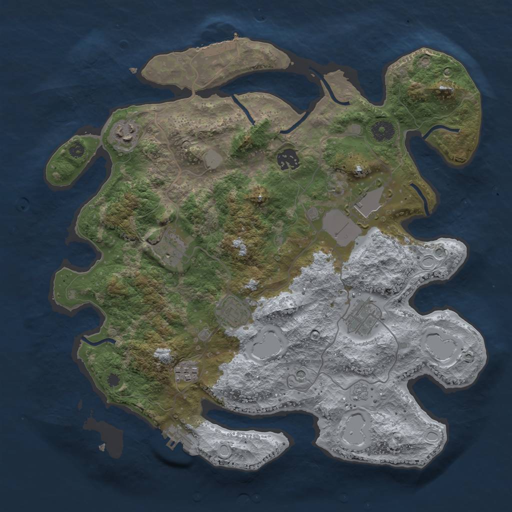 Rust Map: Procedural Map, Size: 3500, Seed: 1464925487, 16 Monuments