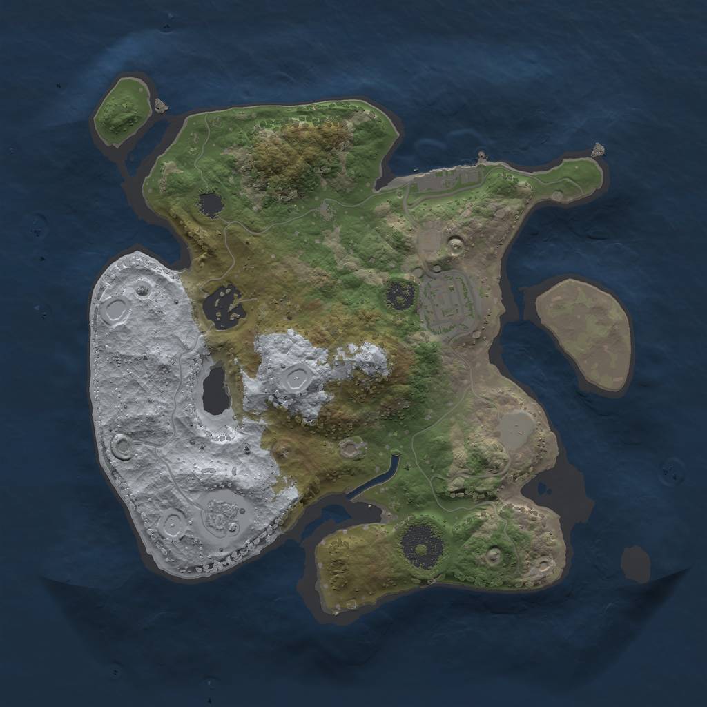 Rust Map: Procedural Map, Size: 2500, Seed: 3671, 9 Monuments
