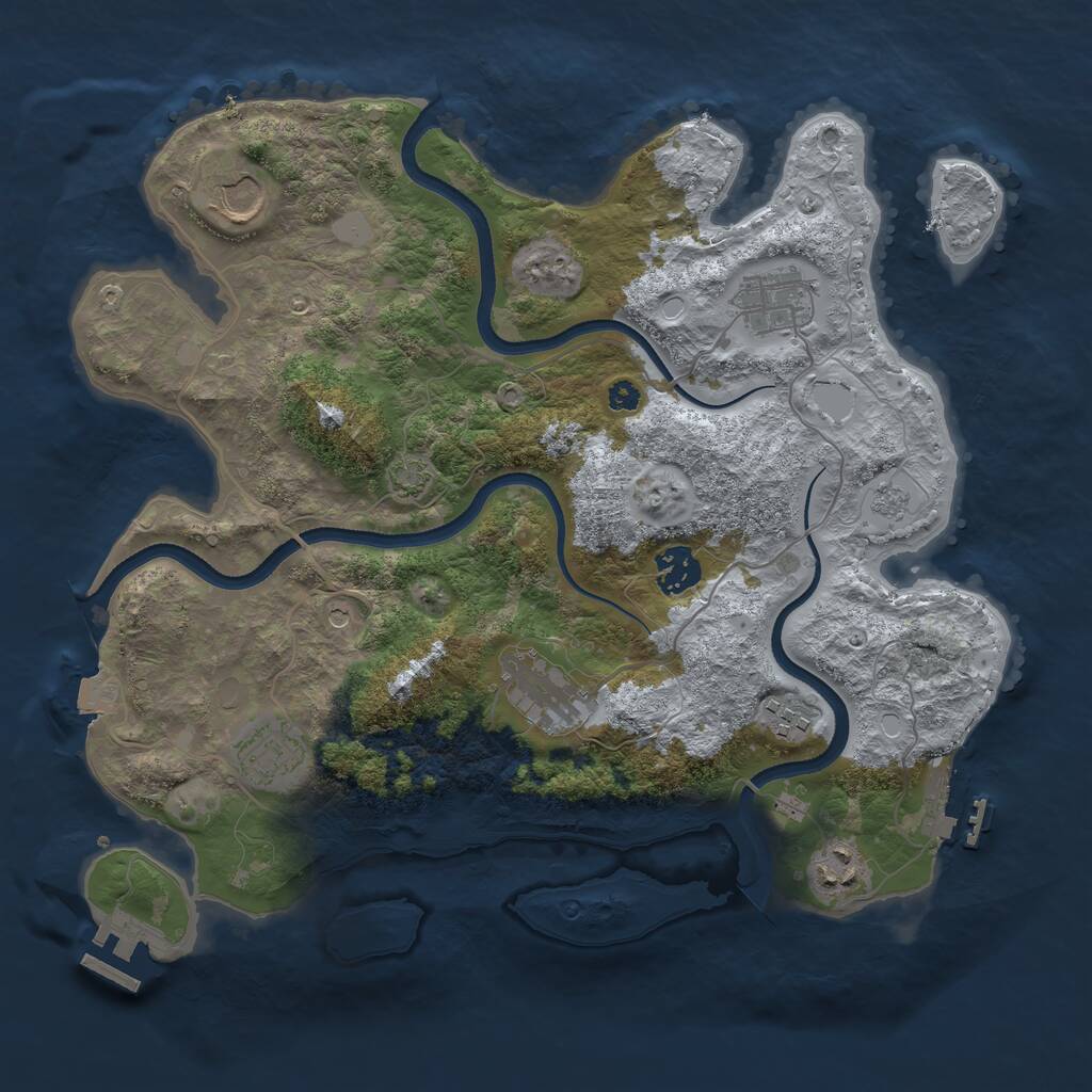 Rust Map: Procedural Map, Size: 3500, Seed: 77951, 13 Monuments