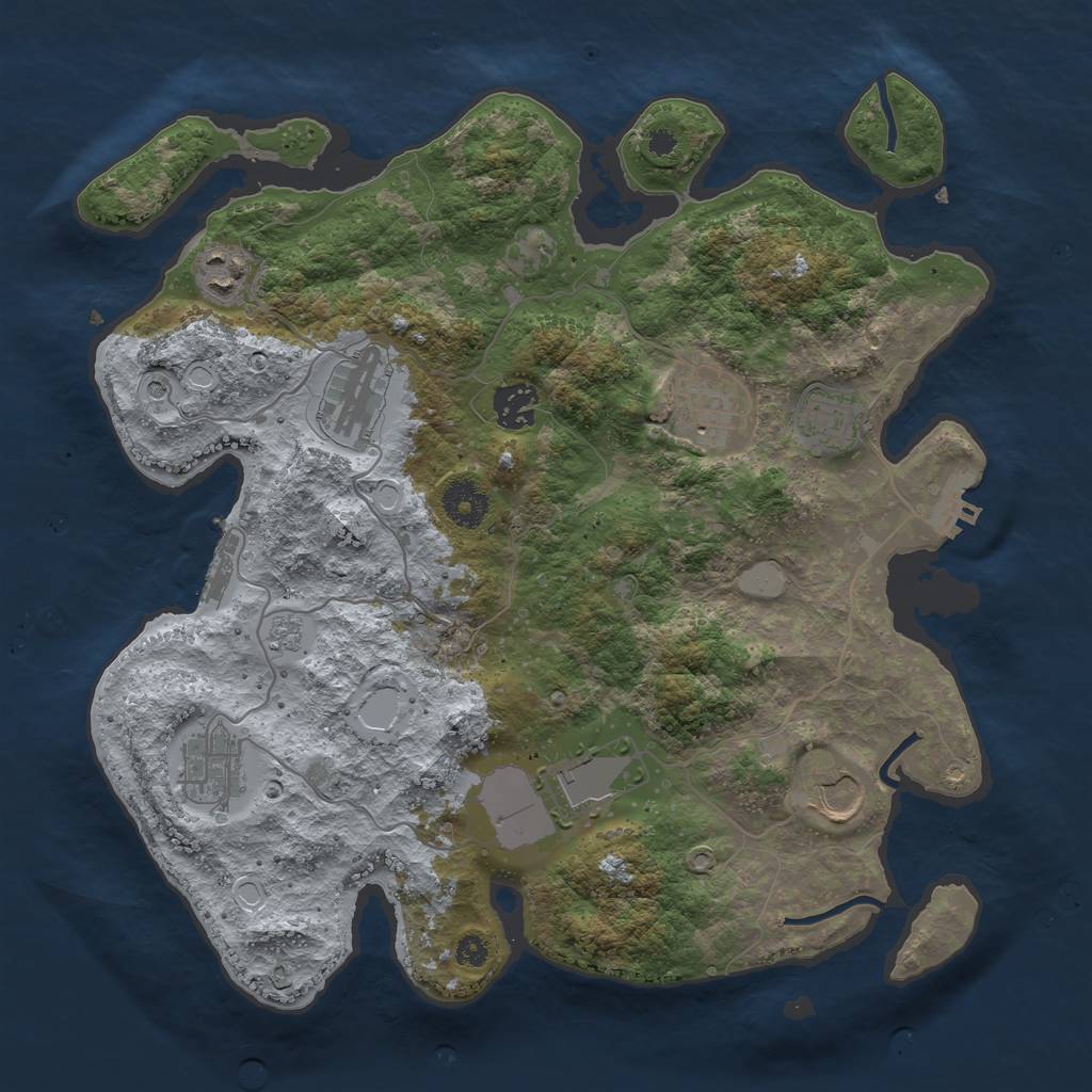 Rust Map: Procedural Map, Size: 3500, Seed: 443549663, 17 Monuments