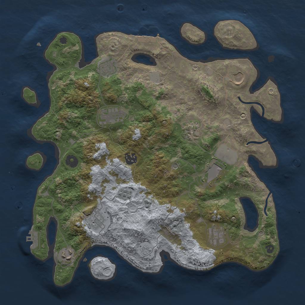 Rust Map: Procedural Map, Size: 3650, Seed: 34108135, 19 Monuments