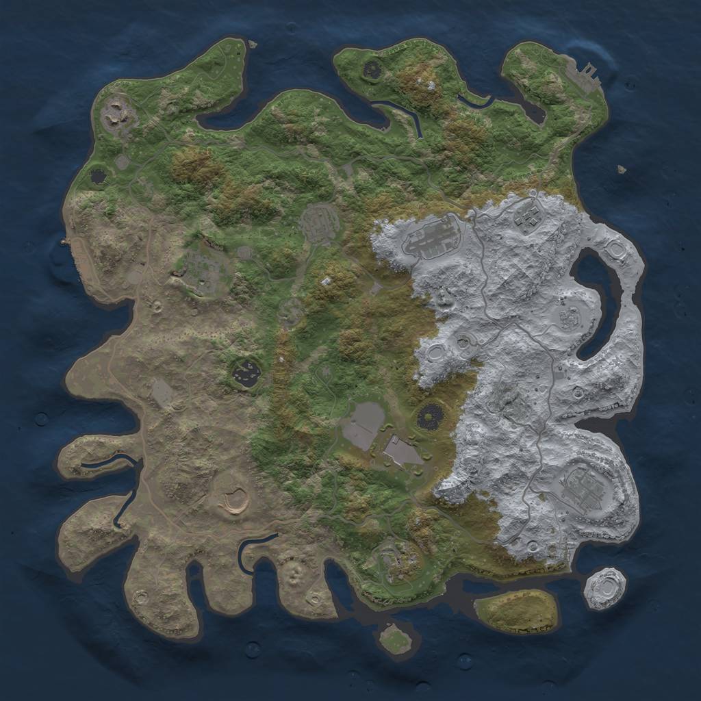 Rust Map: Procedural Map, Size: 4000, Seed: 1855904668, 19 Monuments