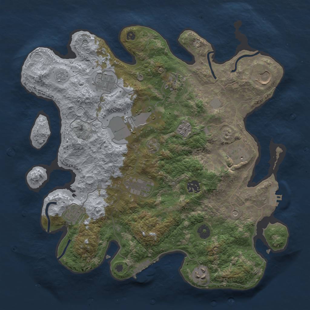 Rust Map: Procedural Map, Size: 3500, Seed: 869907136, 19 Monuments