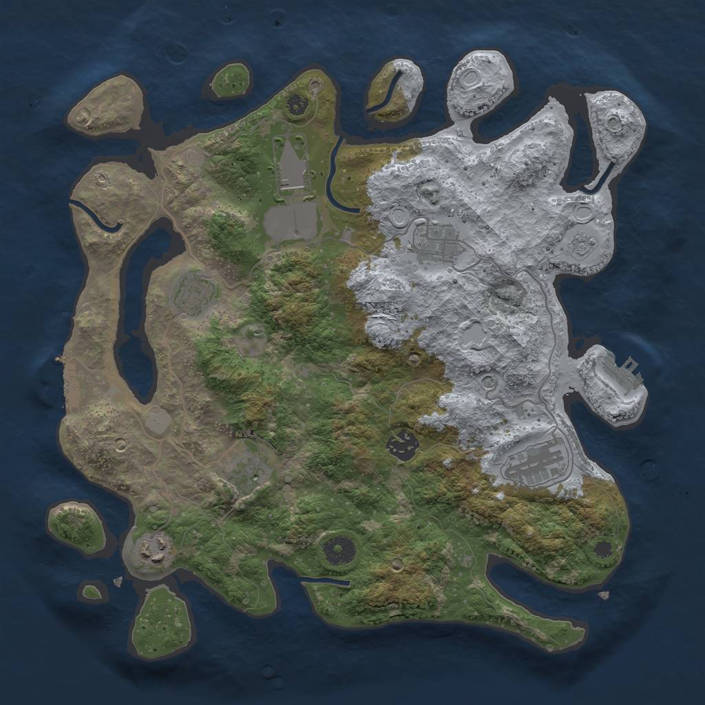 Rust Map: Procedural Map, Size: 3500, Seed: 692490002, 16 Monuments