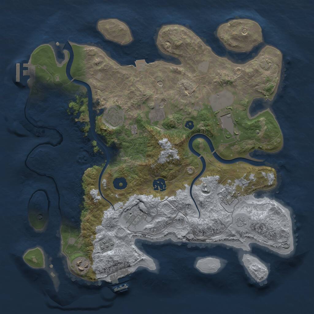 Rust Map: Procedural Map, Size: 3500, Seed: 1127454613, 14 Monuments