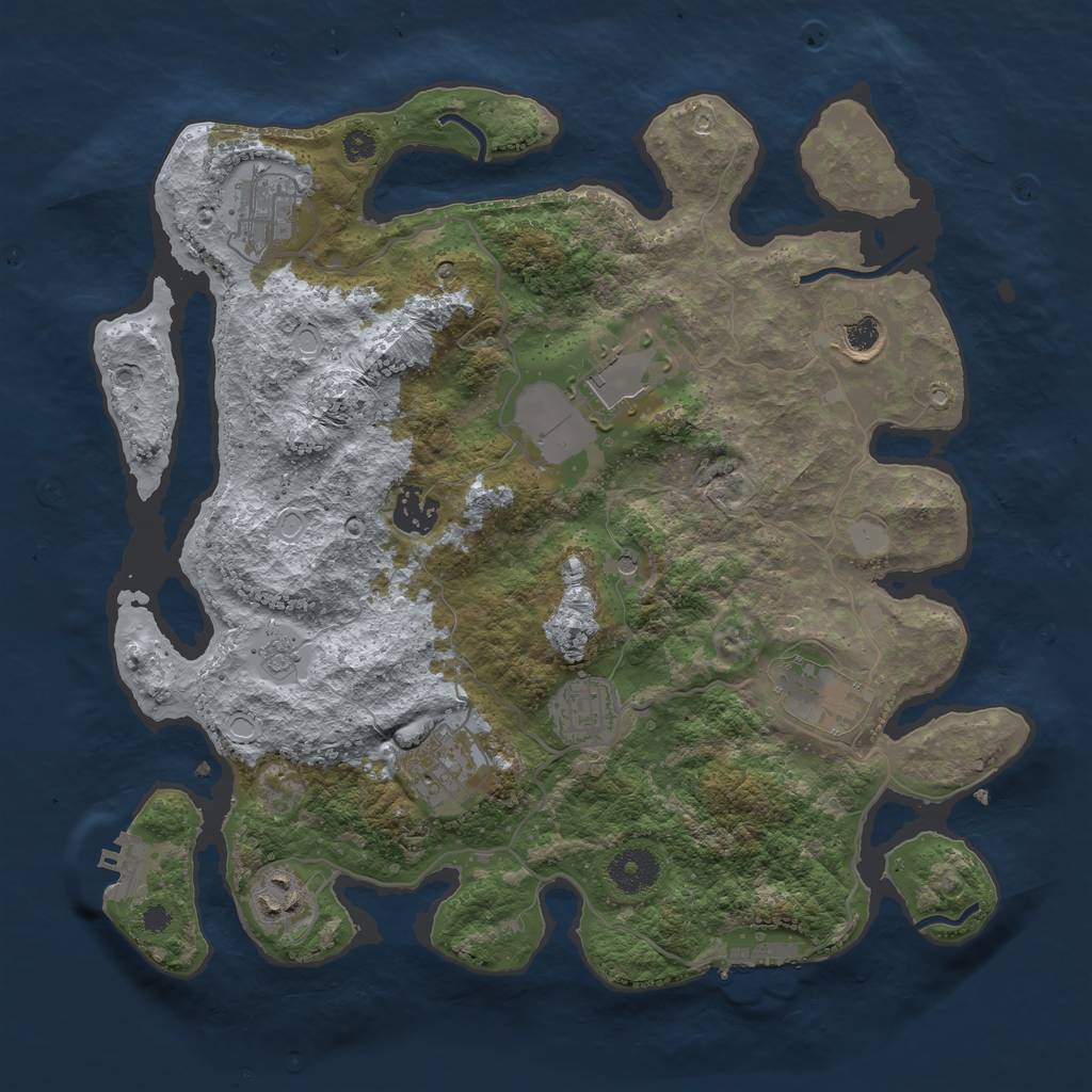 Rust Map: Procedural Map, Size: 3500, Seed: 32477, 17 Monuments