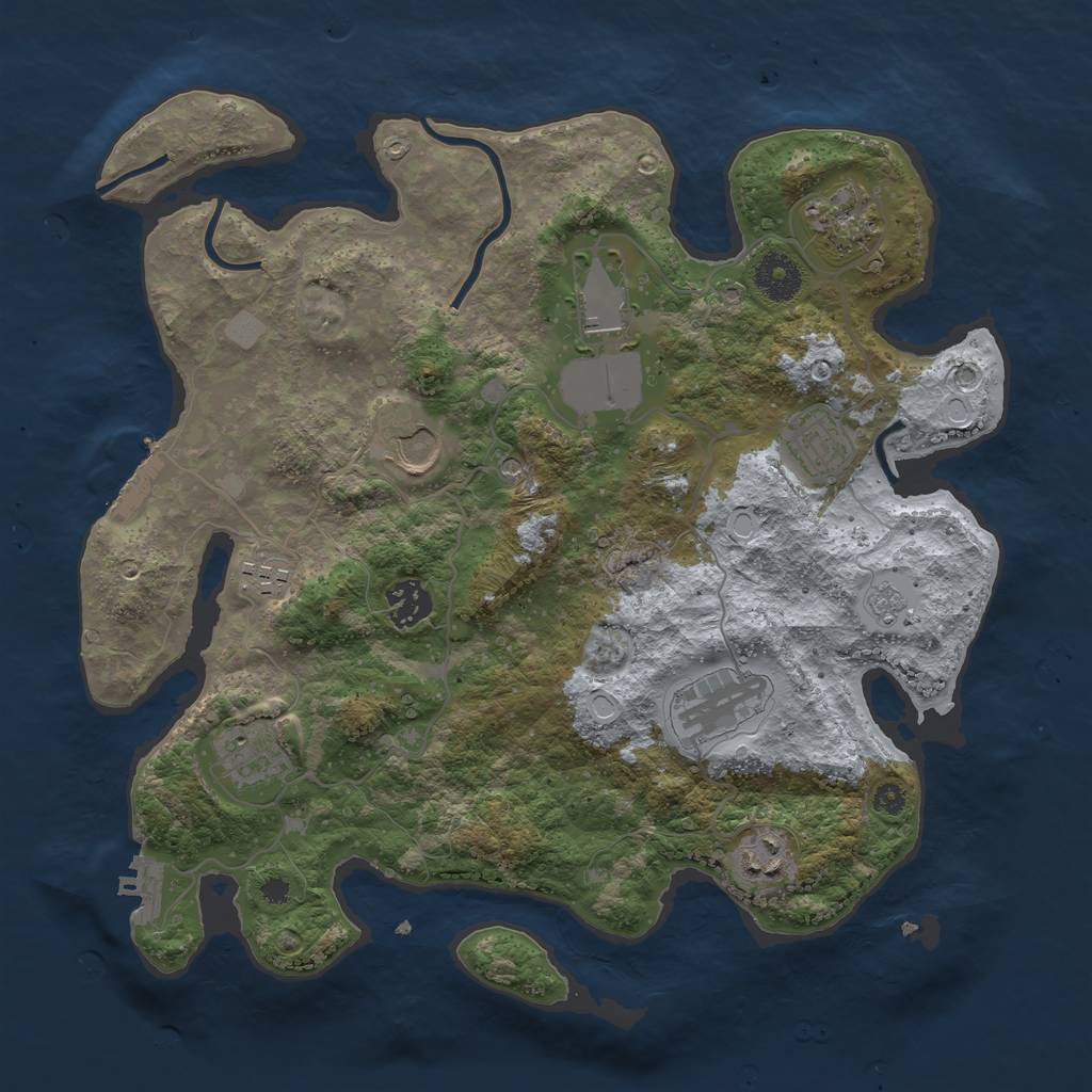 Rust Map: Procedural Map, Size: 3500, Seed: 1292165036, 18 Monuments